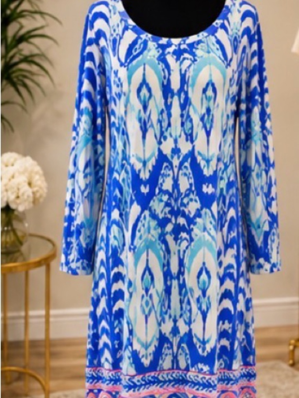 Lilly Pulitzer Beacon Pima Cotton Shift Dress Blue Print M